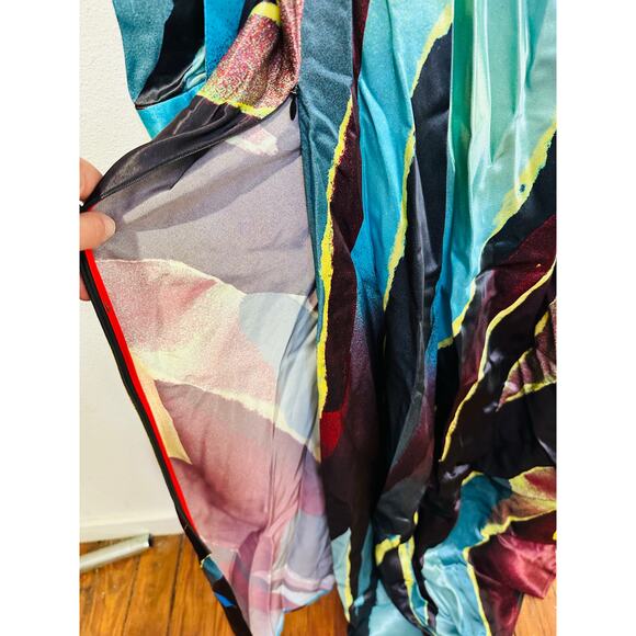 CHRISTOPHER JOHN ROGERS Women's Multicolor Printed Satin Maxi Dress Size 4 - Picture 9 of 16